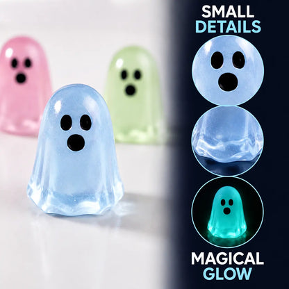 Glow In Dark Cute Ghost Resin Bead Set, Random Pattern Luminous Decorative Charms 👻