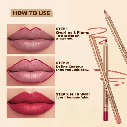12 Pcs Matte Lip Liner Set with Sharpener, Blendable Lip Pencil 💋