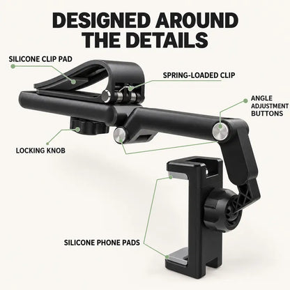 Foldable Car Phone Holder for Sun Visor, Adjustable Arm with 360 Phone Rotation 📱