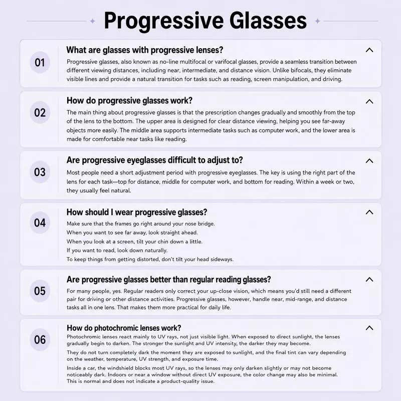 Unisex Progressive Multifocal Photochromic Reading Eyeglasses, UV-Protective Photochromic Lenses 👓