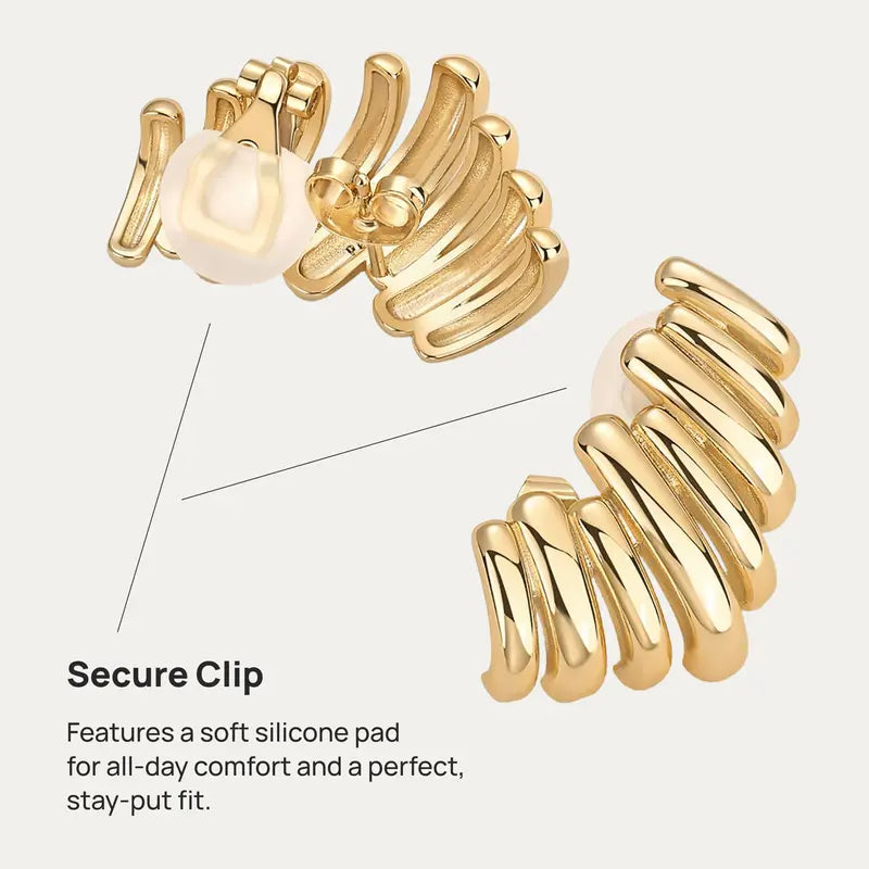 14K Gold Plated Statement Climber Stud Earrings for Women ✨💎