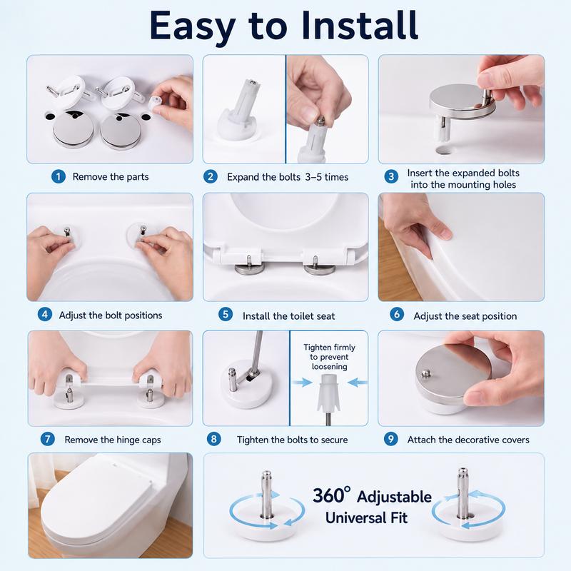 2 Counts, Universal Toilet Seat Expansion Screw Bolts, Thickened Stainless Steel🔩
