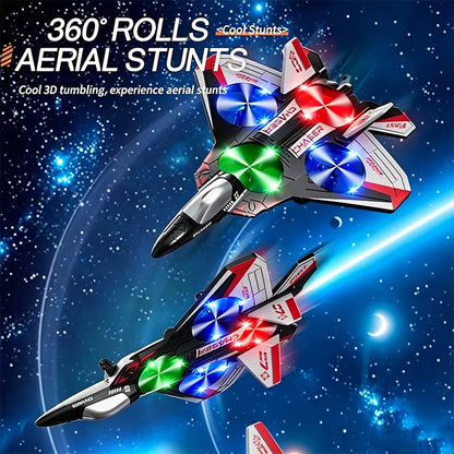 [# rc aircraft]Colorful LED Stunt Fighter Jet Drone ✈️