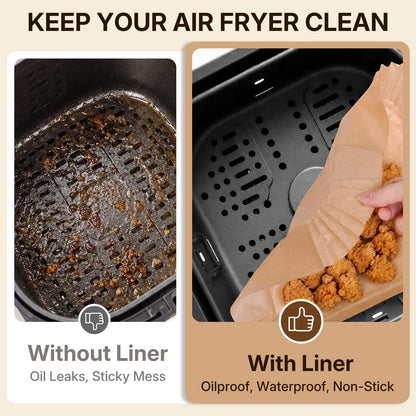 100Pcs Parchment Paper,Air Fryer Paper Liners, Air Fryer Liners Disposable🍳