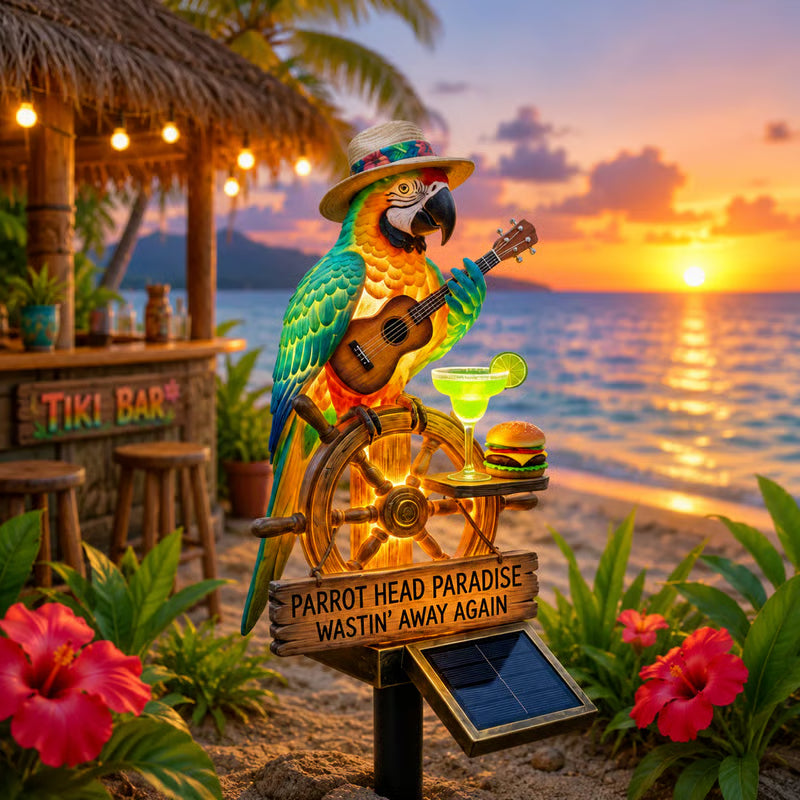 🌴 "Tropical State of Mind" Solar-Powered Parrot Light-All-Day Vacation Vibe 🌅