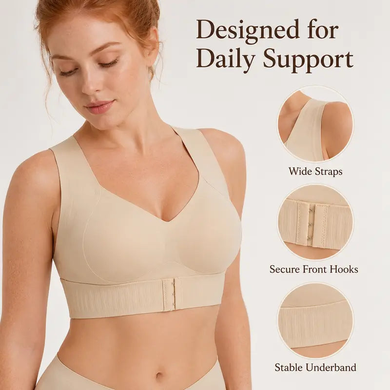 [Postural Correction] Women's Wireless Bra,Soft Breathable Non-removable Moulded Cups🤍