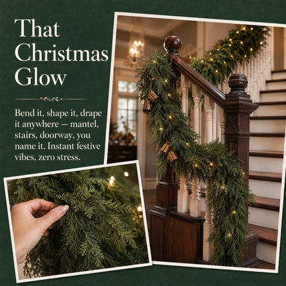 6 FT 2 Pcs Artificial Cedar Garlands, Real Touch Winter Cedar Garland🌲