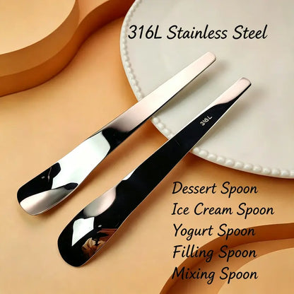 316L Stainless Steel Dessert Spade Spoon, Mirror Polished Thick Multi‑Purpose Spoon🥄