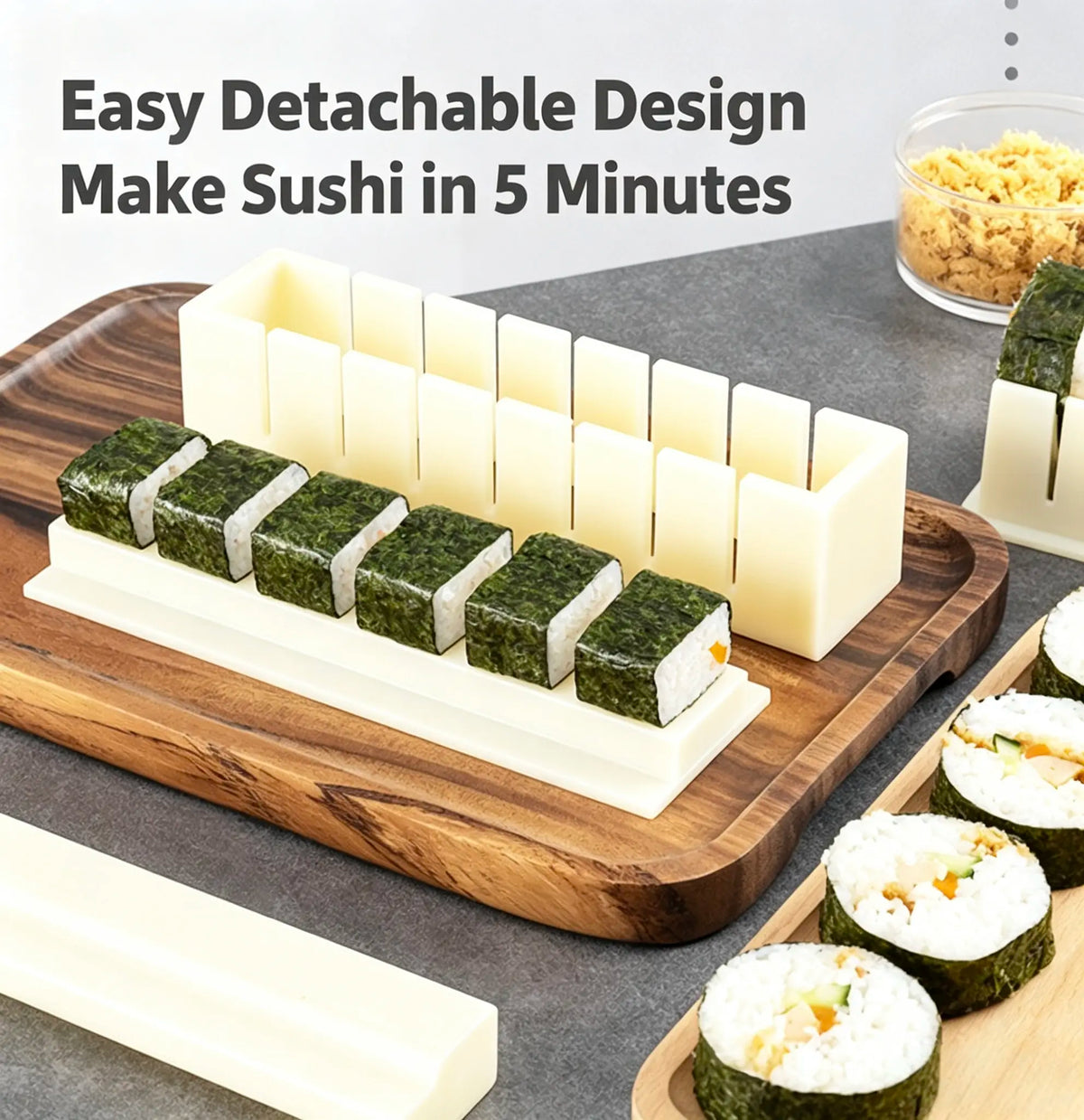 DIY Sushi Maker Mold Set, HIPS Non-Stick Sushi Rolling Tool with Cutting Groove 🍣