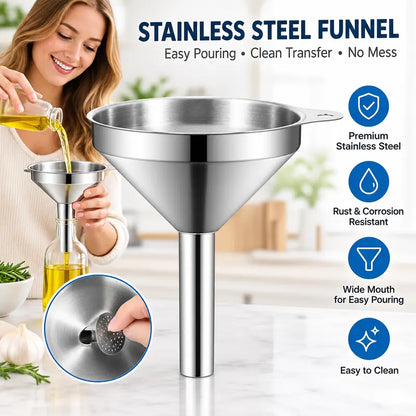 Unnel for Filling Bottles, 5 Inch Food Grade Stainless Steel Kitchen Funnel with 200 Mesh Filter Strainer ✨