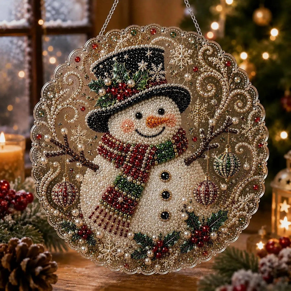 Christmas Pearl Diamond Painting Suncatcher Craft Kit (8in), DIY Crafting Set🎄