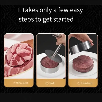 Steak Press Round Patty Mold | Food‑Grade 304 Stainless Steel Burger Patty Maker🍔🔥