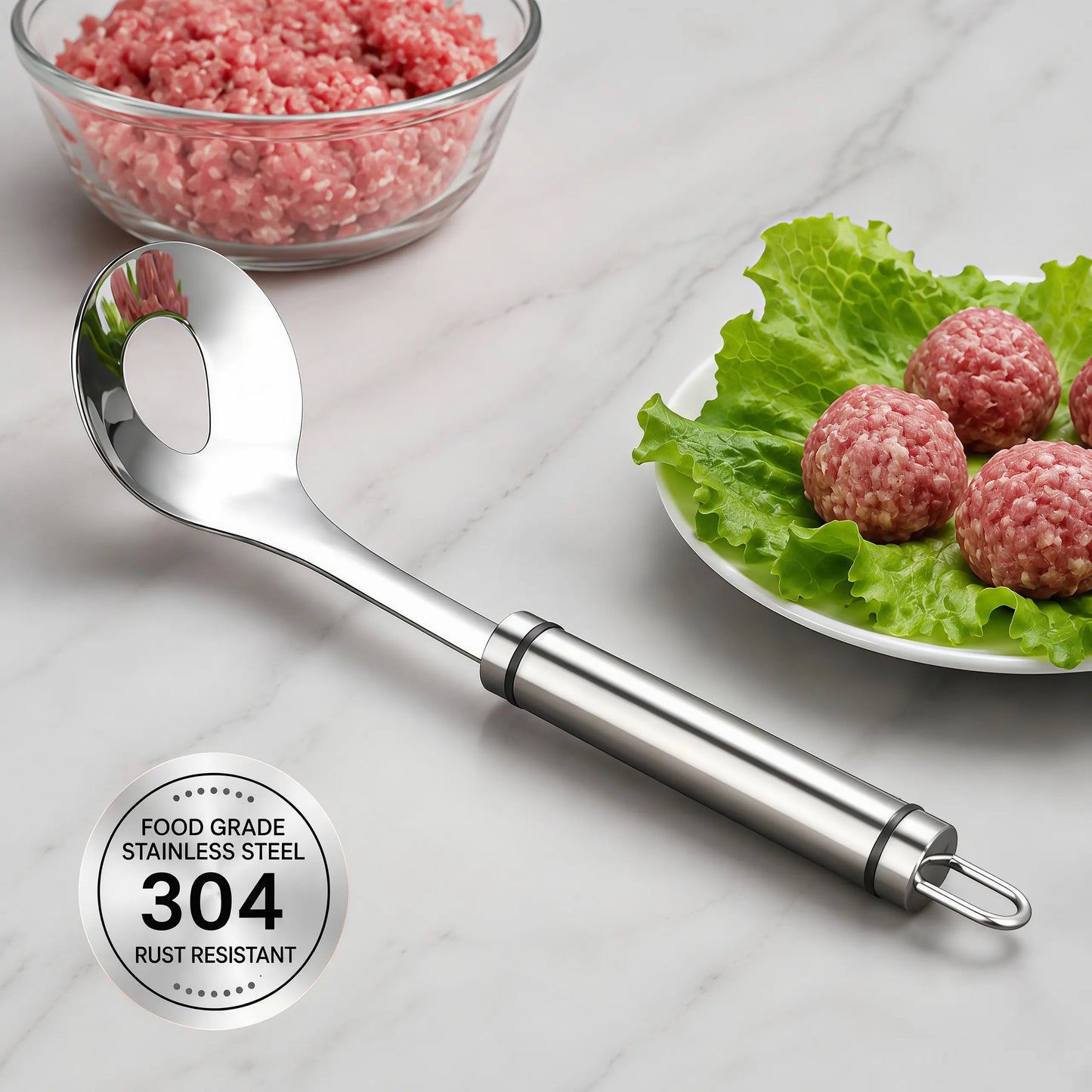 Stainless Steel Meatball Maker Spoon, Non‑Stick Meat Ball Extrusion Scoop 🍲
