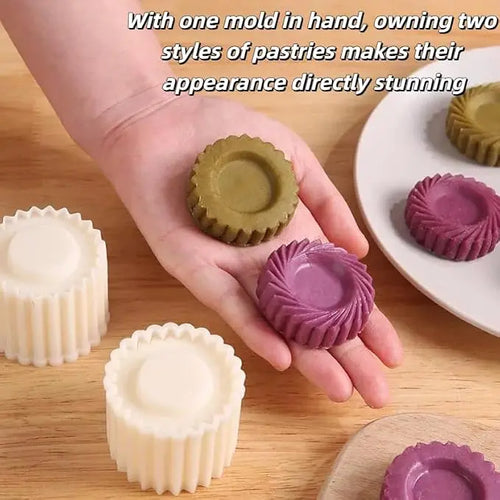 Sunflower‑Patterned Round Hand‑Press Mooncake Mold, French‑Style Lace Pastry Mold 🍪