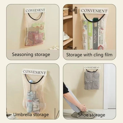 5PCS Grocery Garbage Bag Holder Trash Bag Dispenser Sticky Wall Mounted Mesh🛒