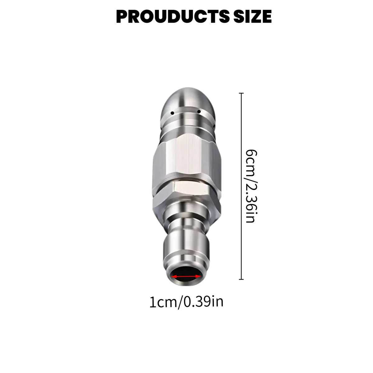 Washer Sewer Jetter Nozzle with Stainless Steel, Mini Compact Durable Sewer Jet Nozzle🚰