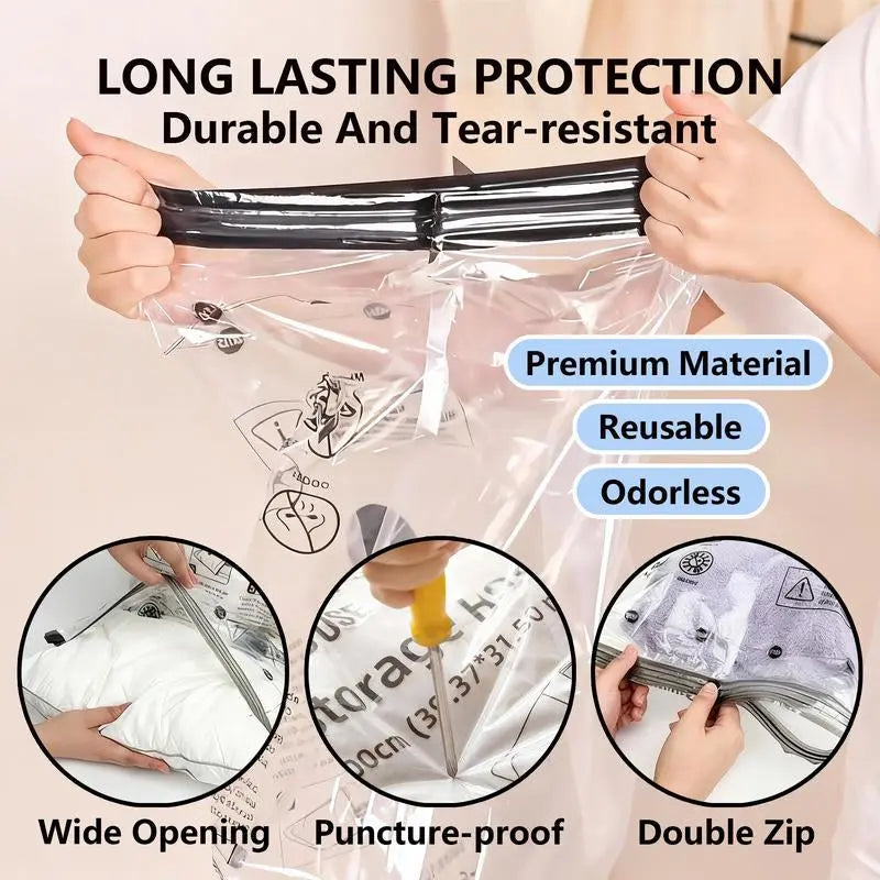 Cordless Travel Vacuum Storage Compression BagSet 7PCS