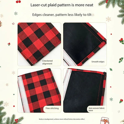 2/4/6PCS Plush Christmas Refrigerator Door Handle Covers - Red and Black Plaid Wraps🎄