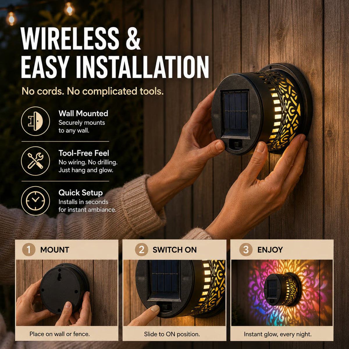 Solar Mandala Projector Outdoor Lights | Waterproof Garden Decor🌈