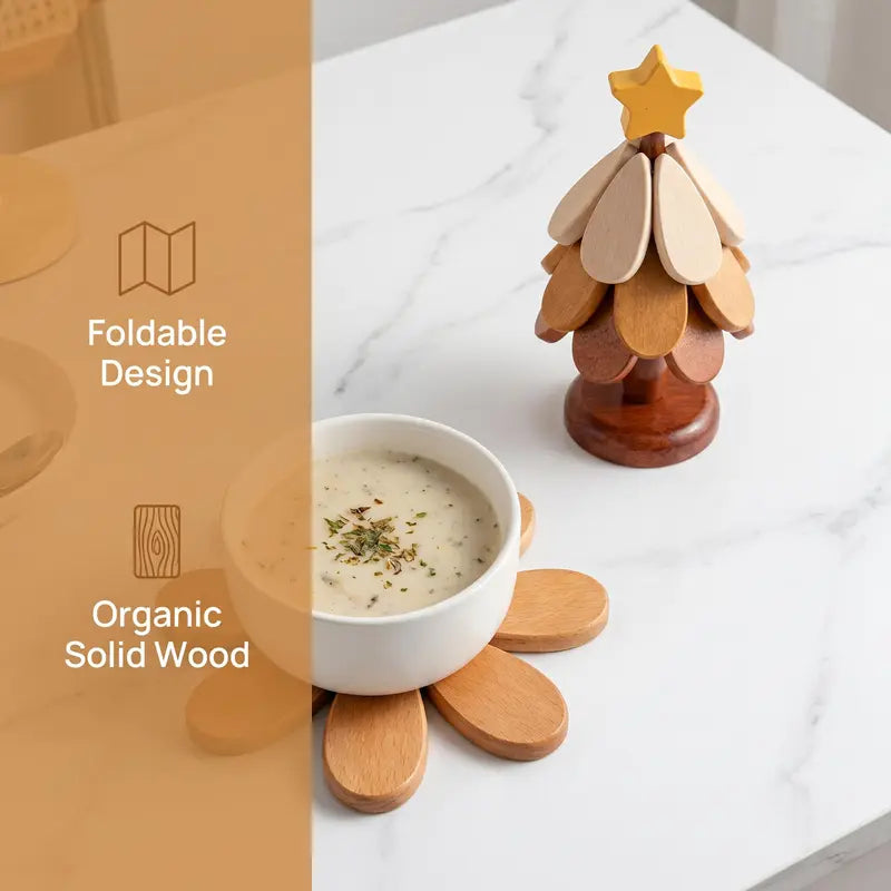 Wooden one tree coaster Solid wood home desktop decoration🎄