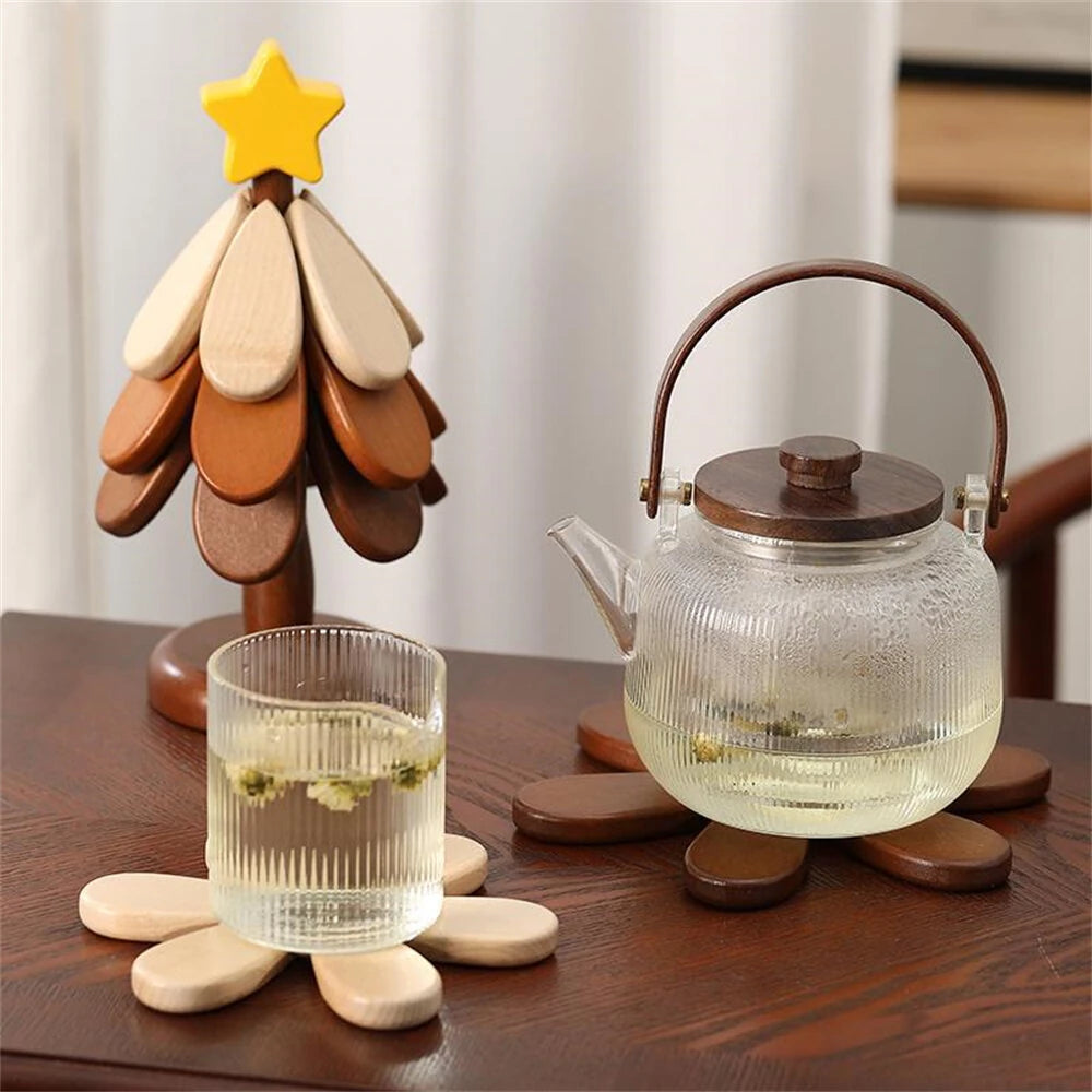 Wooden one tree coaster Solid wood home desktop decoration🎄