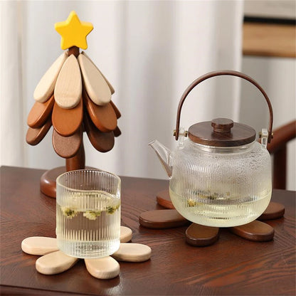 Wooden one tree coaster Solid wood home desktop decoration🎄