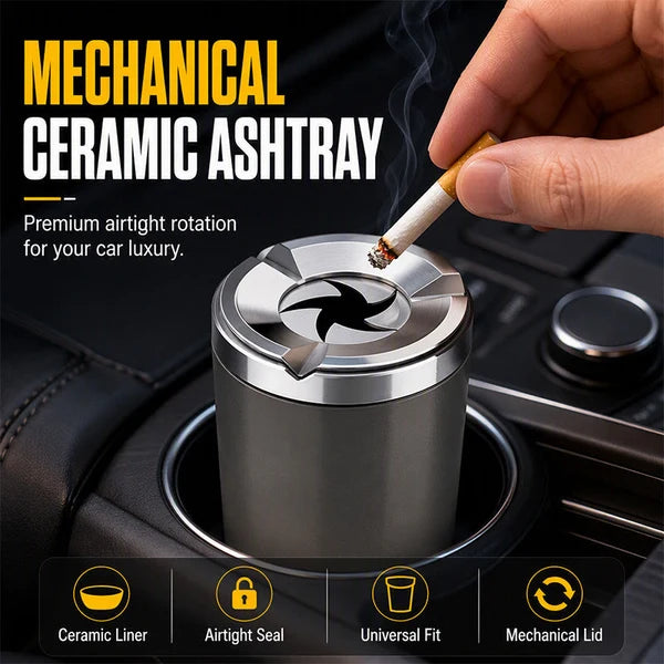 Rotating Sealed Lid Car Ashtray Odor Resistant Auto Cigarette Ashtray Fits Vehicle Cup Holder🌸