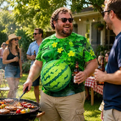 Funny Men's Watermelon Graphic T-Shirt, Fruit Print Summer Tee🍉