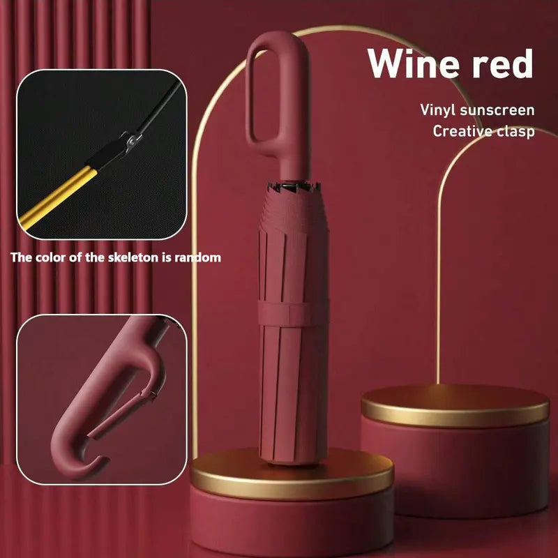 Automatic Folding Umbrella,Portable Rain Umbrella with Loop Buckle☂️