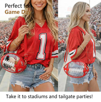 Clear Football Shaped Crossbody Bag, Transparent PVC Stadium Approved Game Day Bag 🏈