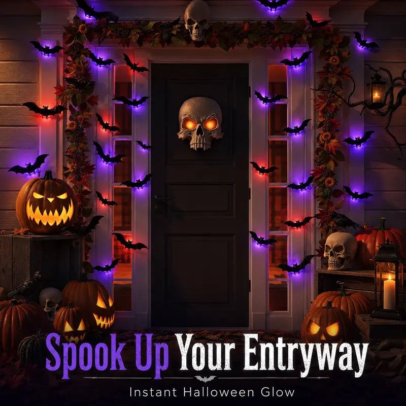 3D Bat Light LED Decorations, Halloween Spooky Ornaments, Bendable Wall Stickers🦇