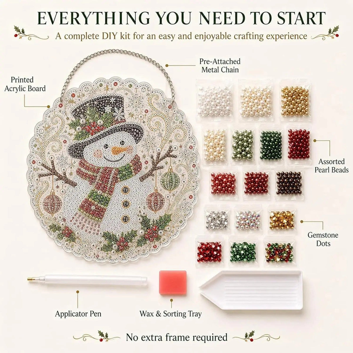 Christmas Pearl Diamond Painting Suncatcher Craft Kit (8in), DIY Crafting Set🎄