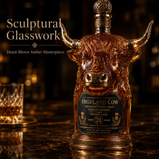 Highland Cow Private Cask 21 Years Cow Head Shaped Scotch Whisky Bottle