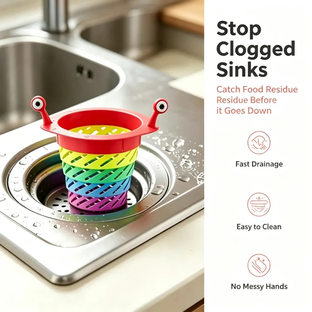 Rainbow Expandable Sink Strainer Basket, Rotatable Retractable Kitchen Sink Drain Filter🚰