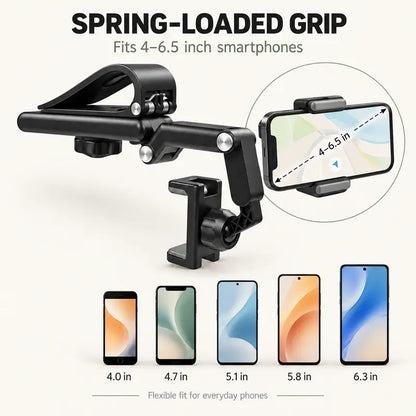Foldable Car Phone Holder for Sun Visor, Adjustable Arm with 360 Phone Rotation 📱