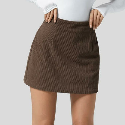 High Waisted Invisible Zipper 2-in-1 Mini A-line Corduroy Casual Skirt 👗