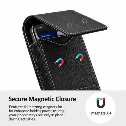 Men's Waist Phone Pouch with Card Slot, Magnetic Lock & Metal Belt Clip📱