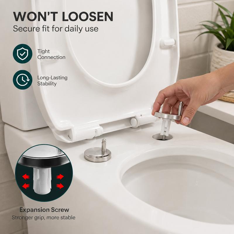 2 Counts, Universal Toilet Seat Expansion Screw Bolts, Thickened Stainless Steel🔩