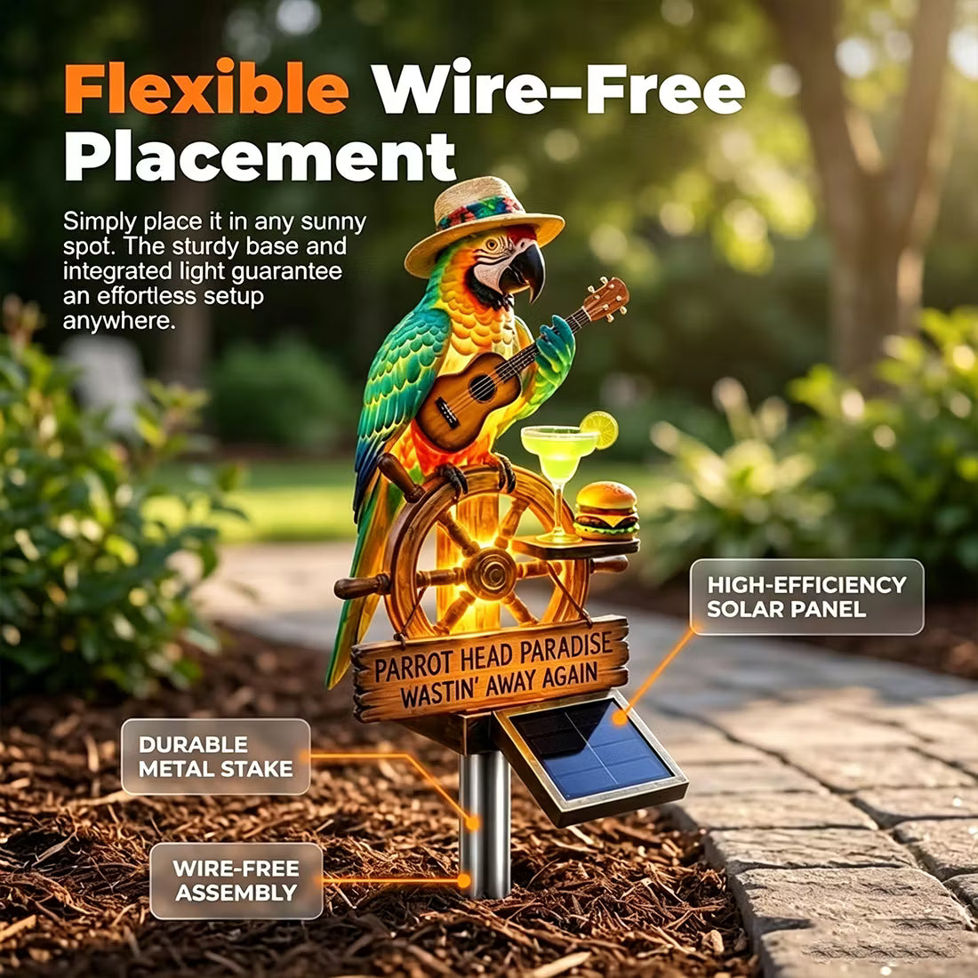🌴 "Tropical State of Mind" Solar-Powered Parrot Light-All-Day Vacation Vibe 🌅