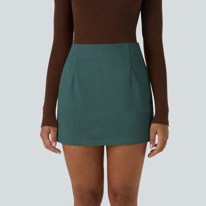 High Waisted Invisible Zipper 2-in-1 Mini A-line Corduroy Casual Skirt 👗