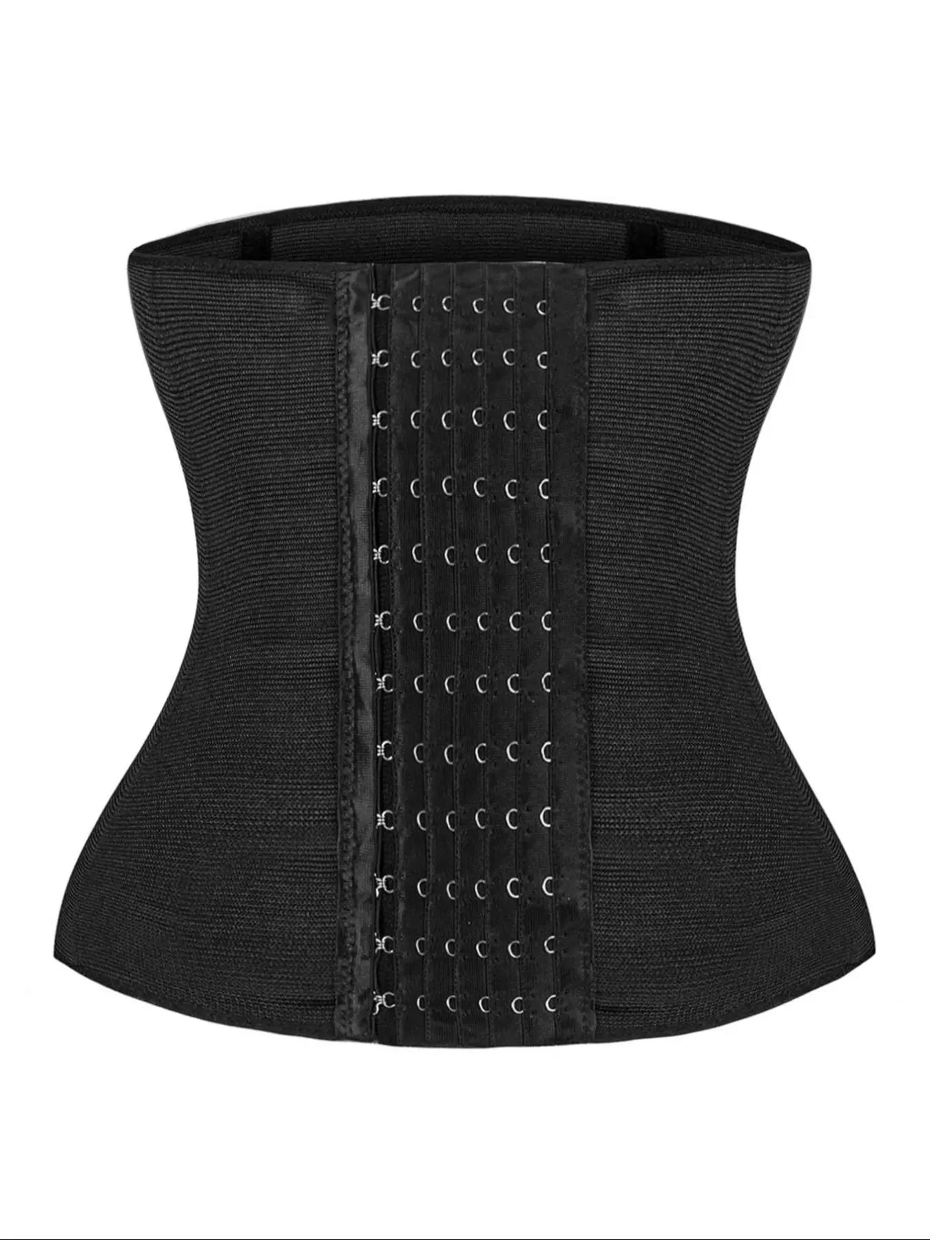 Women's Solid Color Hook & Eye Closure Waist Trainer, Adjustable Tummy Control Shaper🧘‍♀️