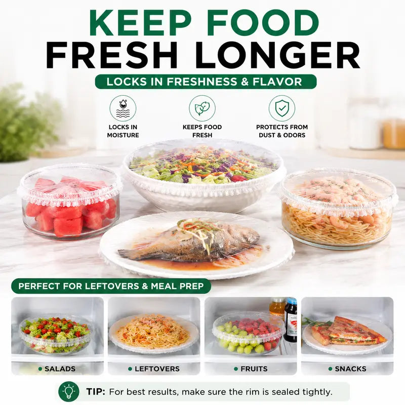 100PCS Disposable Stretch Food Covers for Bowls & Plates🥡