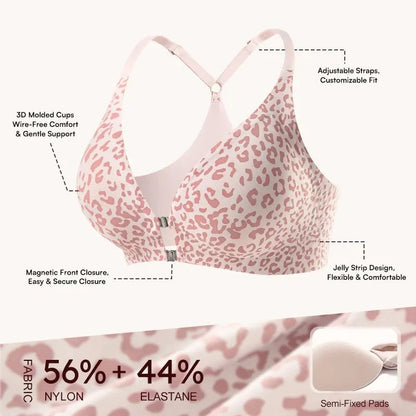 Women's Front Closure Elasticity Bralette, Easy On & Off, Light Support, Deep V-Neck Racerback 👙