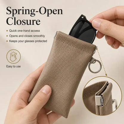 Soft PU Leather Sunglasses Pouch Elastic Opening Eyeglasses Bag 🕶️