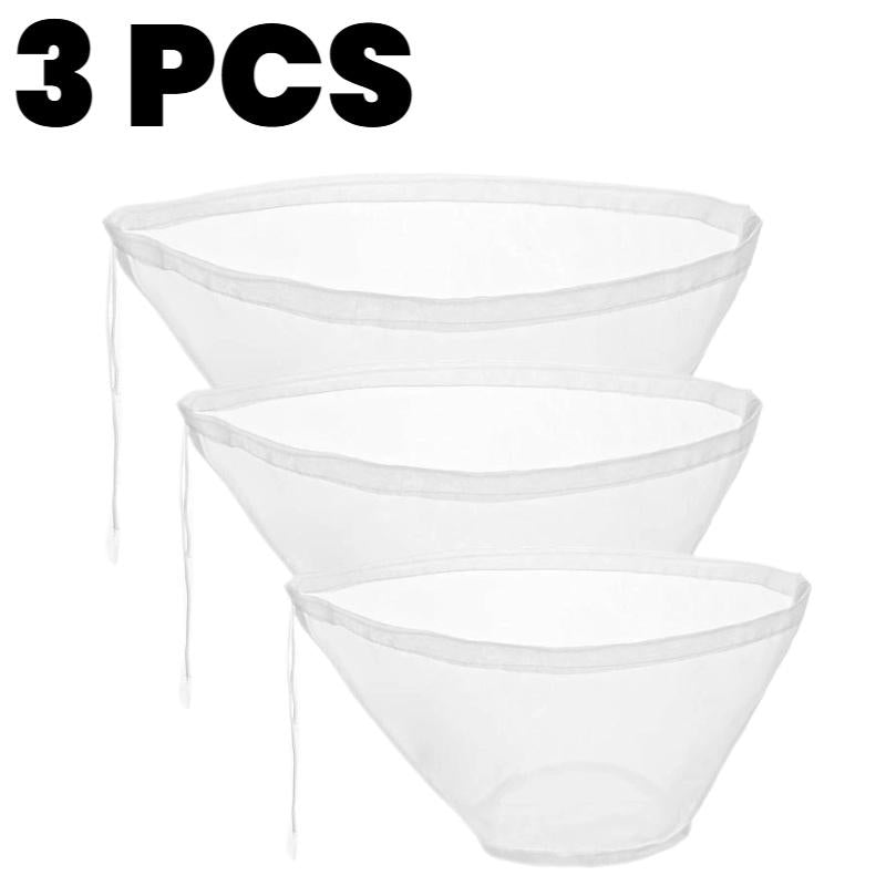 3Pcs Bowl-Shaped Nylon Nut Milk Bag, Reusable Strainer Bags 🥛