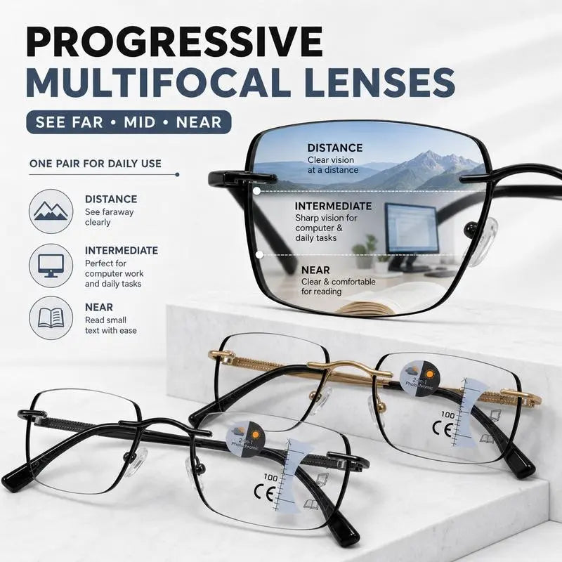 Unisex Progressive Multifocal Photochromic Reading Eyeglasses 👓