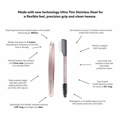 The Big Reveal Lash & Brow Touch Up Tool Set | Precision Stainless Steel Tweezers & Dual-Ended Lash Comb👁️ ✨
