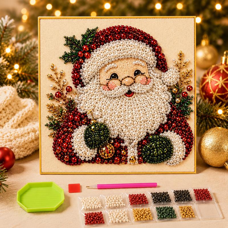 Frameless 3D Beaded Christmas Pearl Diamond Painting🌲