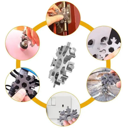 Viral 18-in-1 Snowflake Multi-tool Stainless Steel Portable Wrench All-in-One Screwdriver ❄️