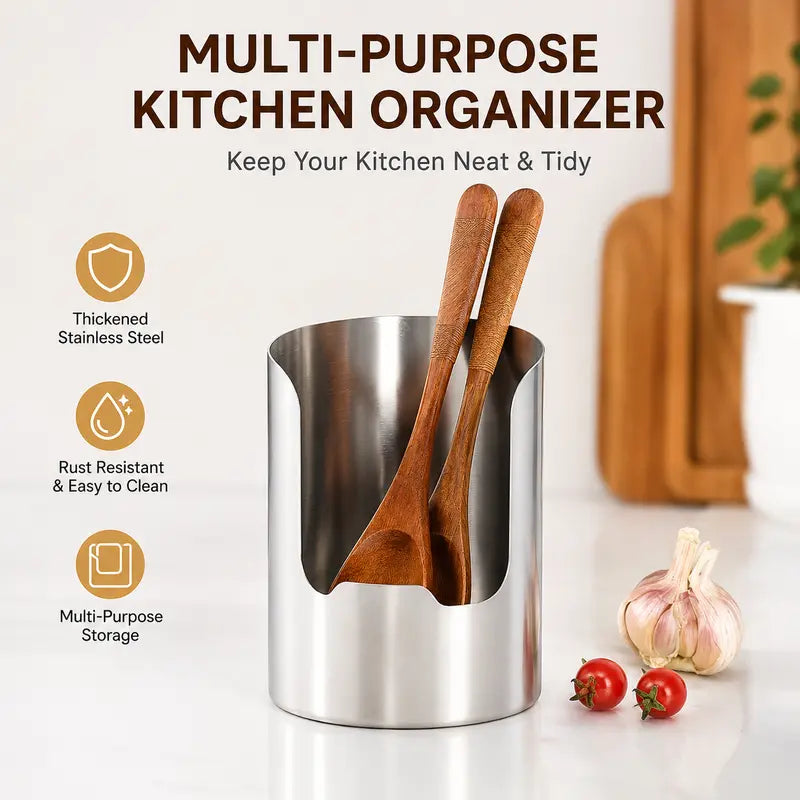 1 Count, Thickened Stainless Steel Utensil Organizer, Rust Resistant Easy to Clean Multi-purpose Storage Holder✨